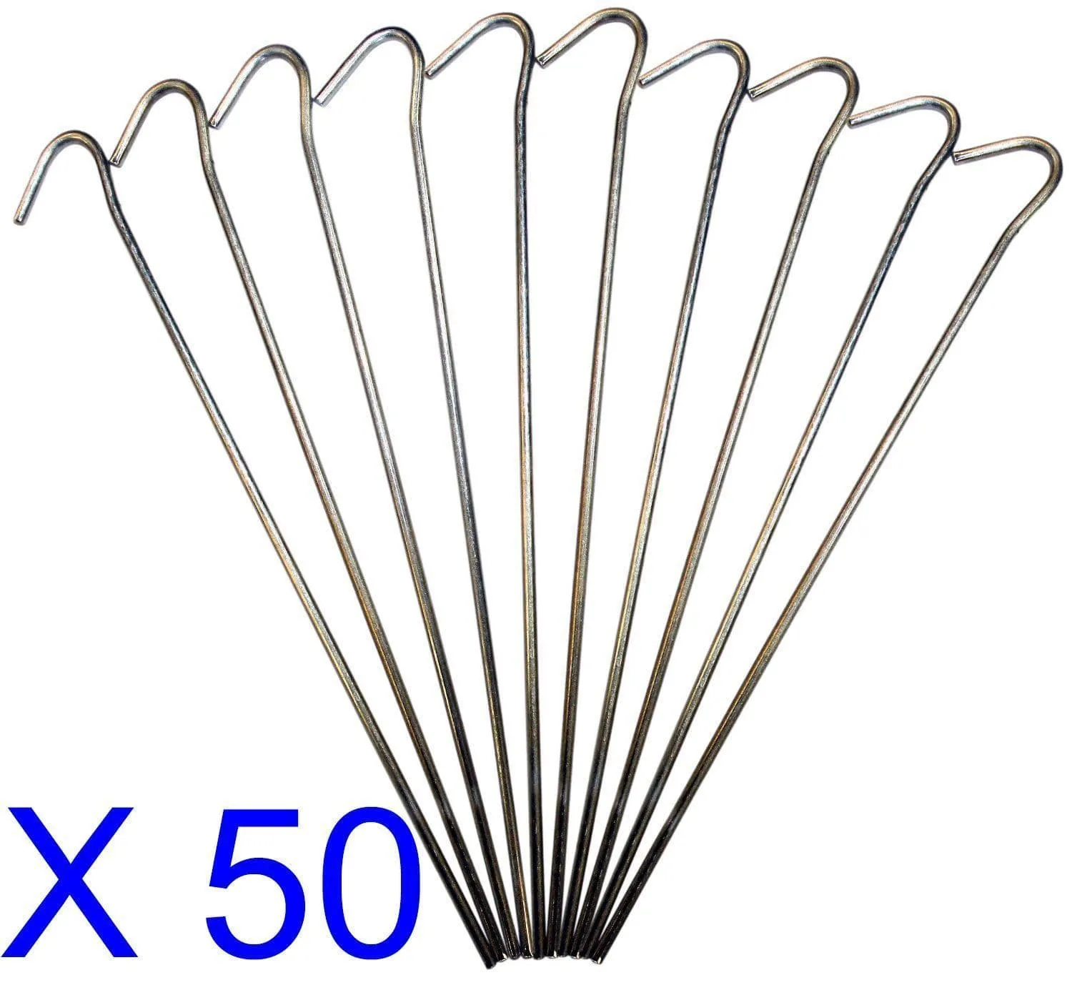 50 X Heavy Duty 9" Tent Pegs Ground Stake Rock Steel Camping Awning Hooks