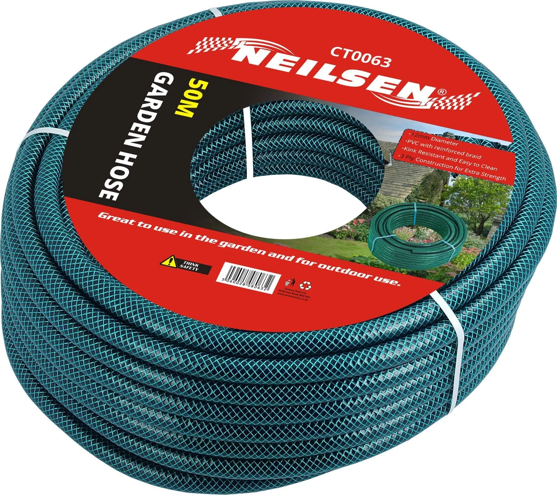 50M Reinforced Garden Hose Pipe Tube Reel Outdoor Hosepipe Watering Tool Green