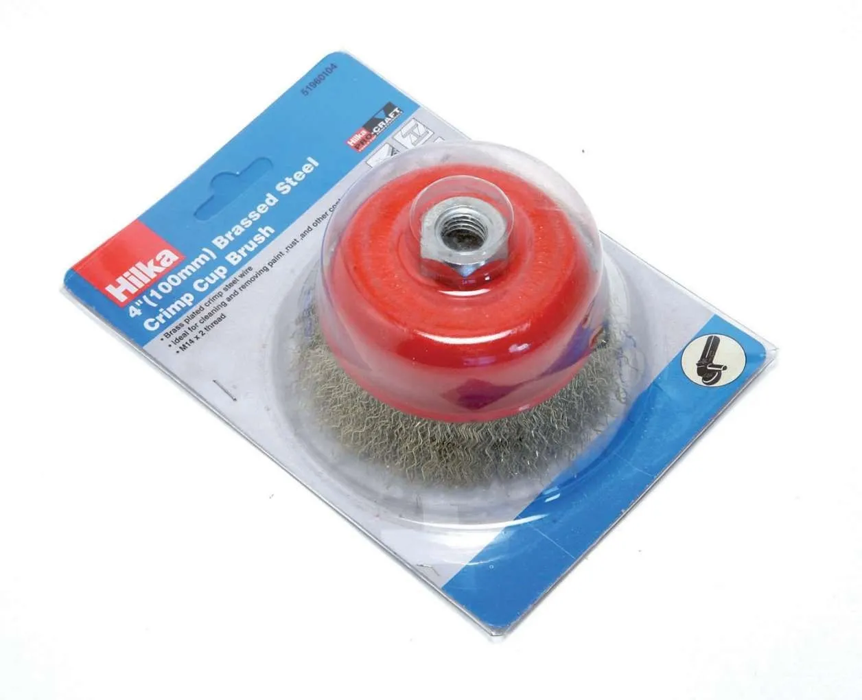 HILKA 4" M14 Brassed Steel Crimp Cup Brush