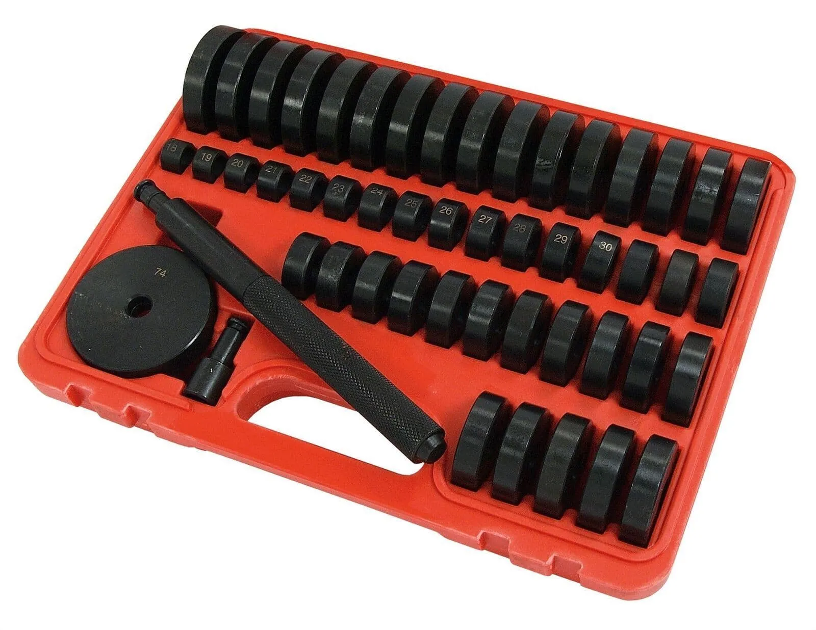51Pcs 18-65mm 74mm Bushing Bearing Seal Driver Push Press Disc Tool Set