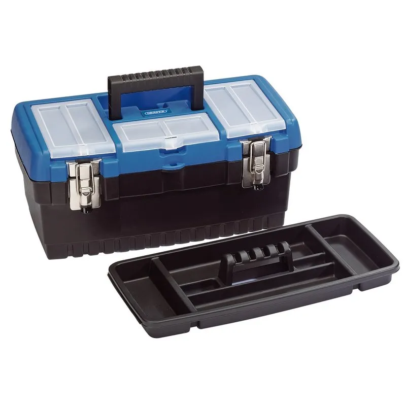 DRAPER Tool Organiser Box with Tote Tray, 413mm