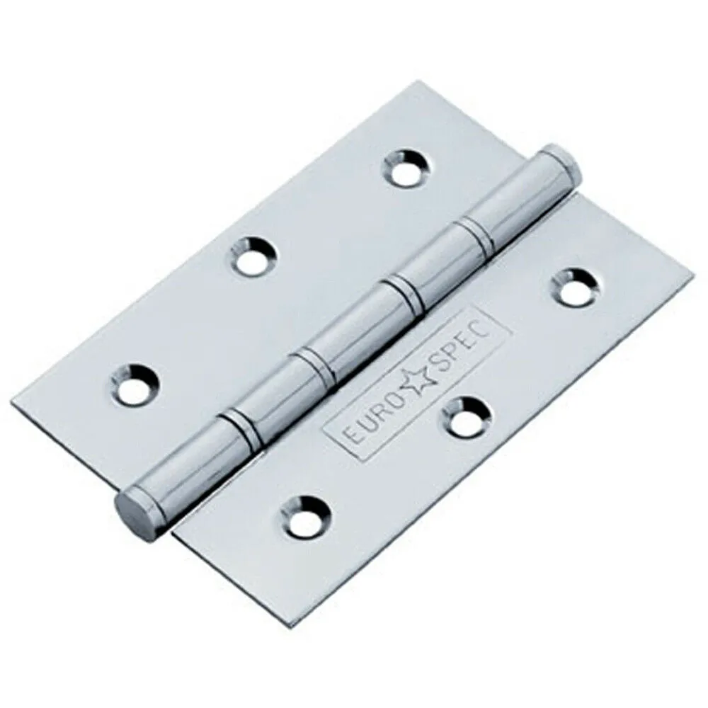 PAIR 76 x 51 x 1.5mm Brass Washered Butt Hinge Bright Stainless Steel