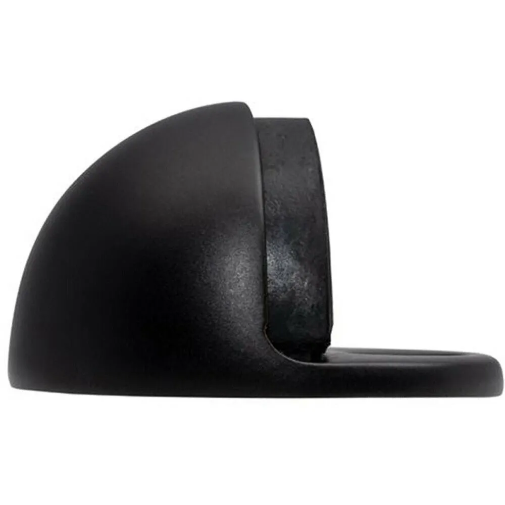 Floor mounted Oval Doorstop 44 x 22mm Matt Black Half Moon Stopper