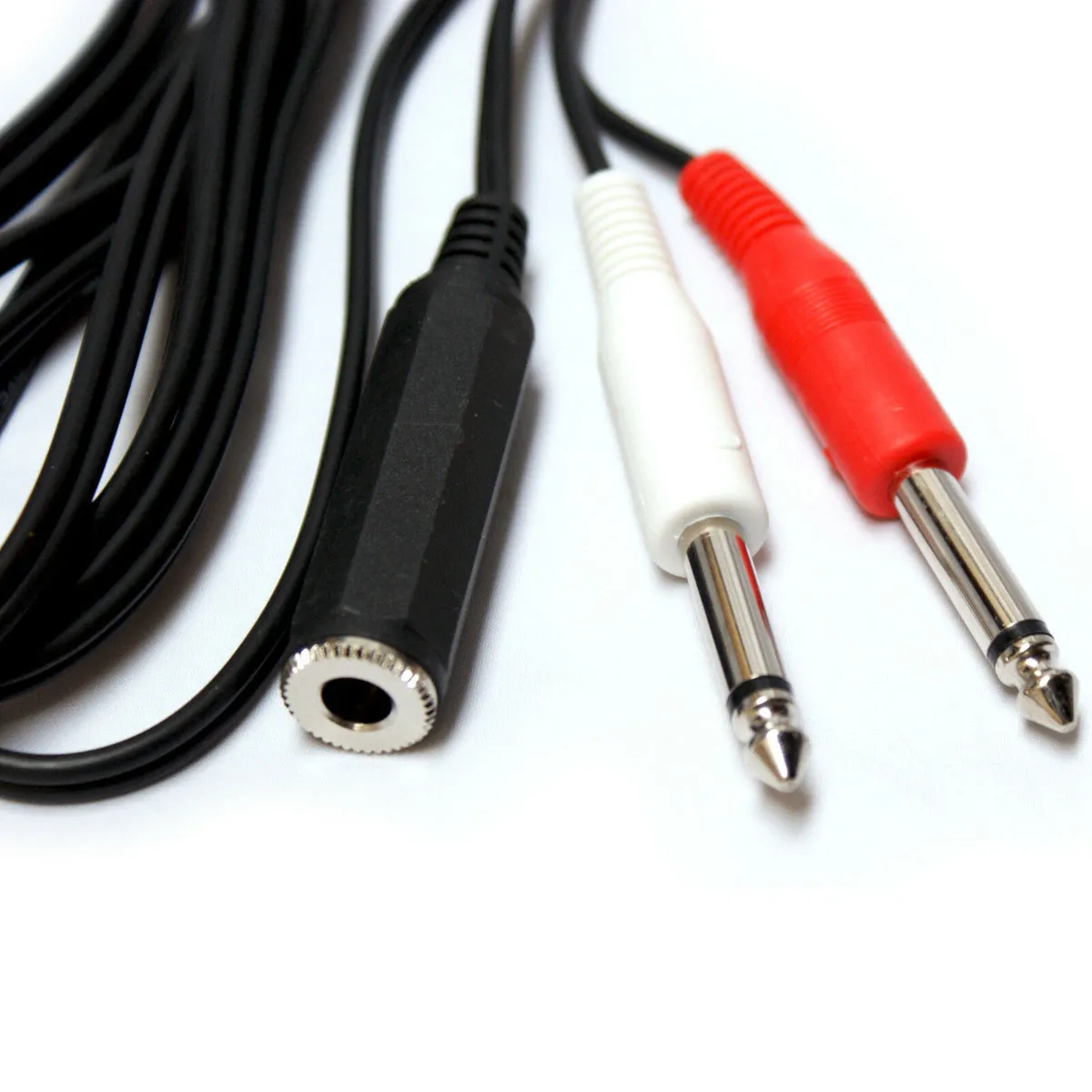 0.15m 6.35mm Stereo Headphone Socket to 2x Ã‚Â¼" Mono Male Jack Cable Y Splitter