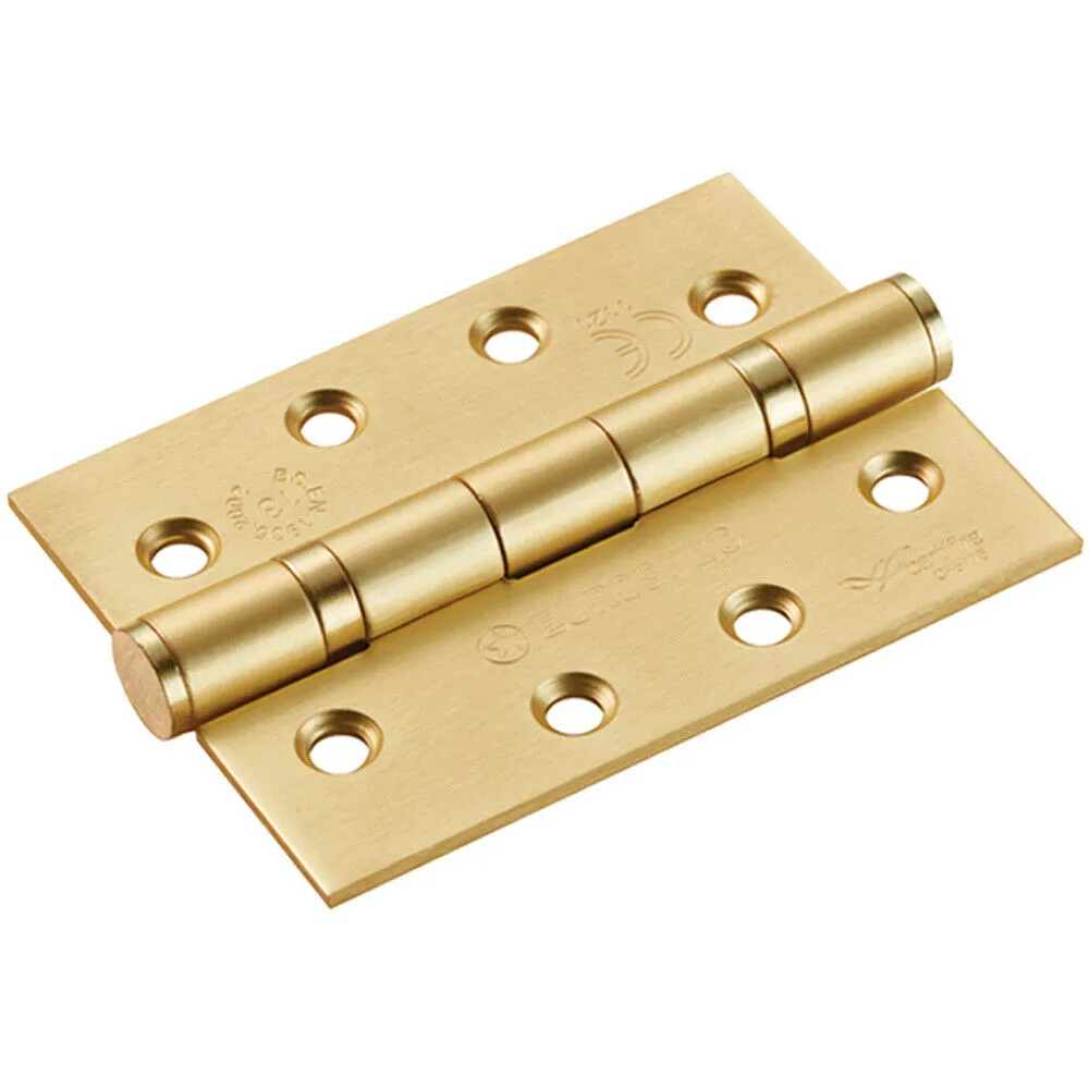 PAIR 102 x 76 x 3mm 13 Ball Bearing Hinge Satin Brass Interior Door