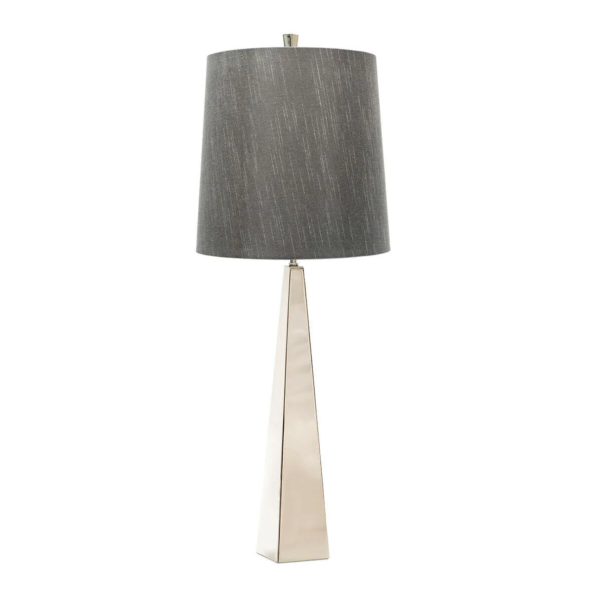 Square Table Lamp Dark Grey Shade Highly Polished Nickel LED E27 60W