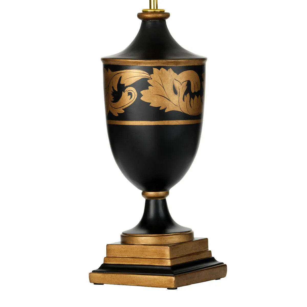 Table Lamp Black & Gold Urn Type Base Gold Painted Leaves LED E27 60w Bulb