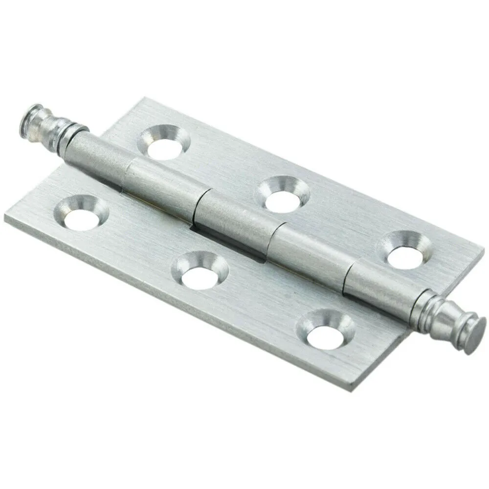 PAIR 64 x 35 x 2mm Finial Cabinet Hinge Satin Chrome Decorative Cupboard