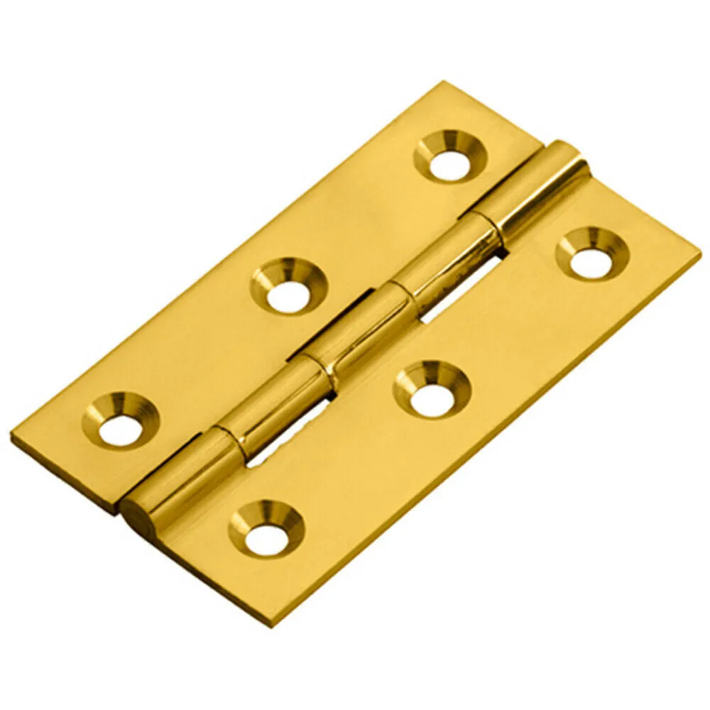 PAIR 64 x 35 x 2mm Cabinet Hinge Polished Brass Small Cupboard Door