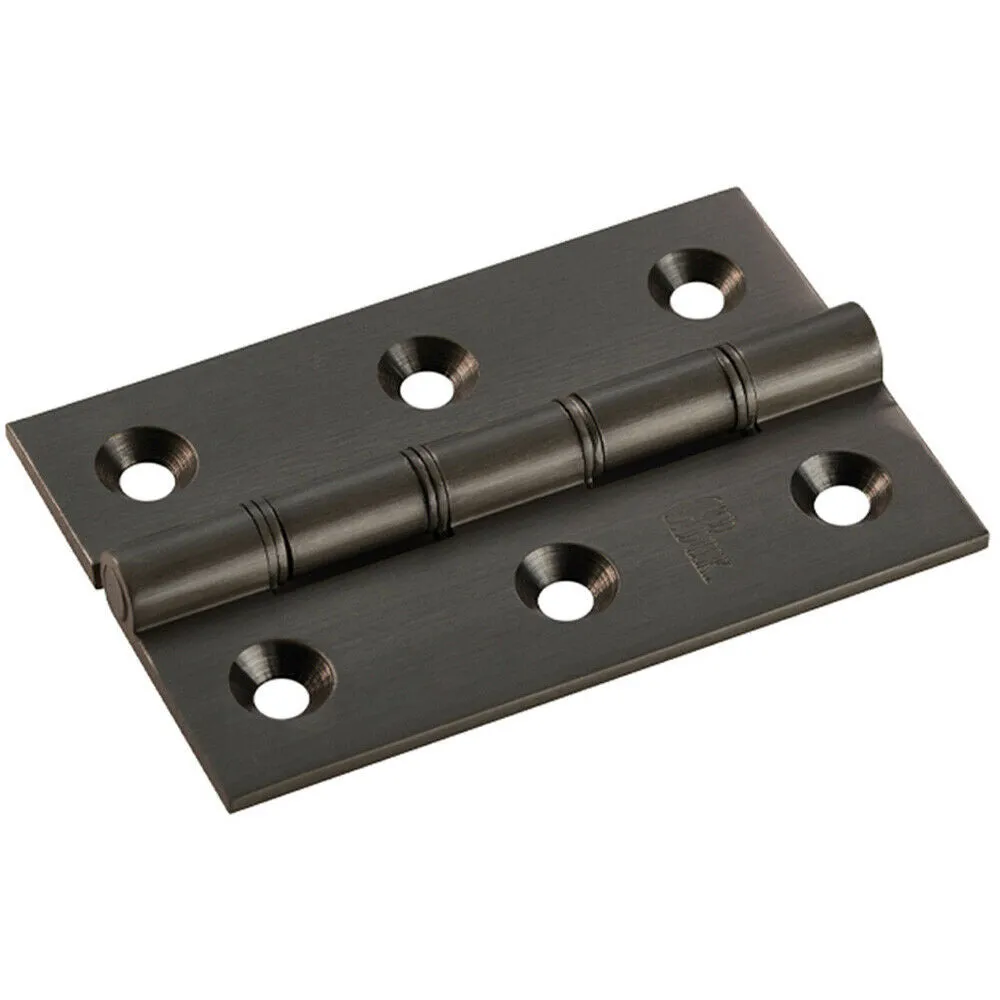 PAIR 76 x 50 x 2.5mm Brass Washered Butt Hinge Matt Bronze Internal Door