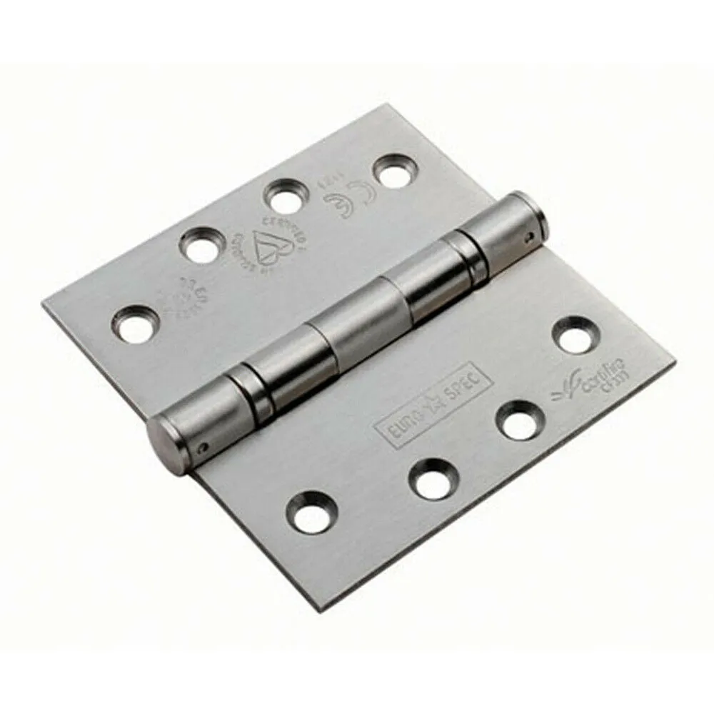 PAIR 102 x 102 x 3mm Ball Bearing Hinge Satin Stainless Steel Interior Door