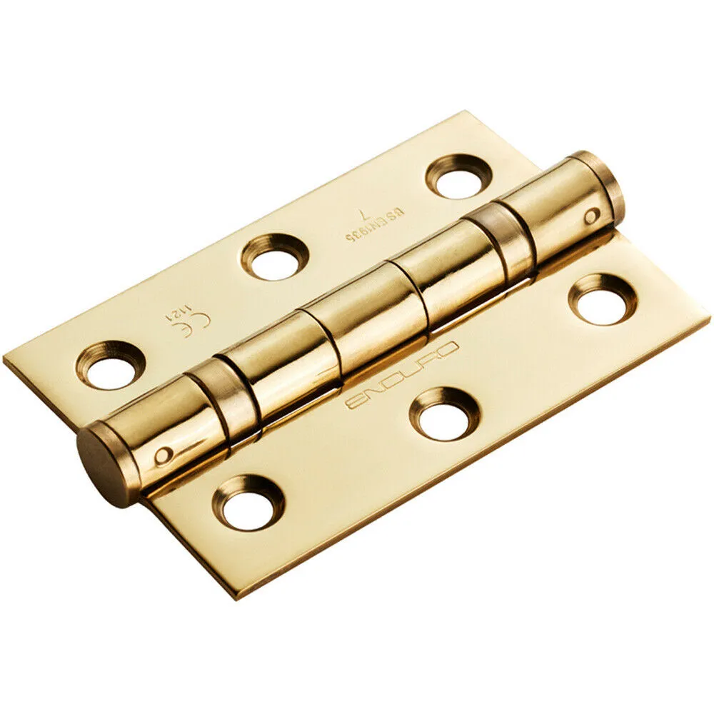 PAIR 76 x 51 x 2mm 7 Ball Bearing Hinge Stainless Brass Interior Door