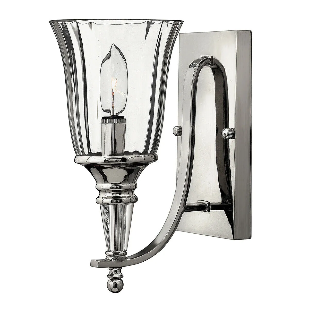 Wall Light Solid Crystal Centre Column Finials Sterling LED E14 60W Bulb