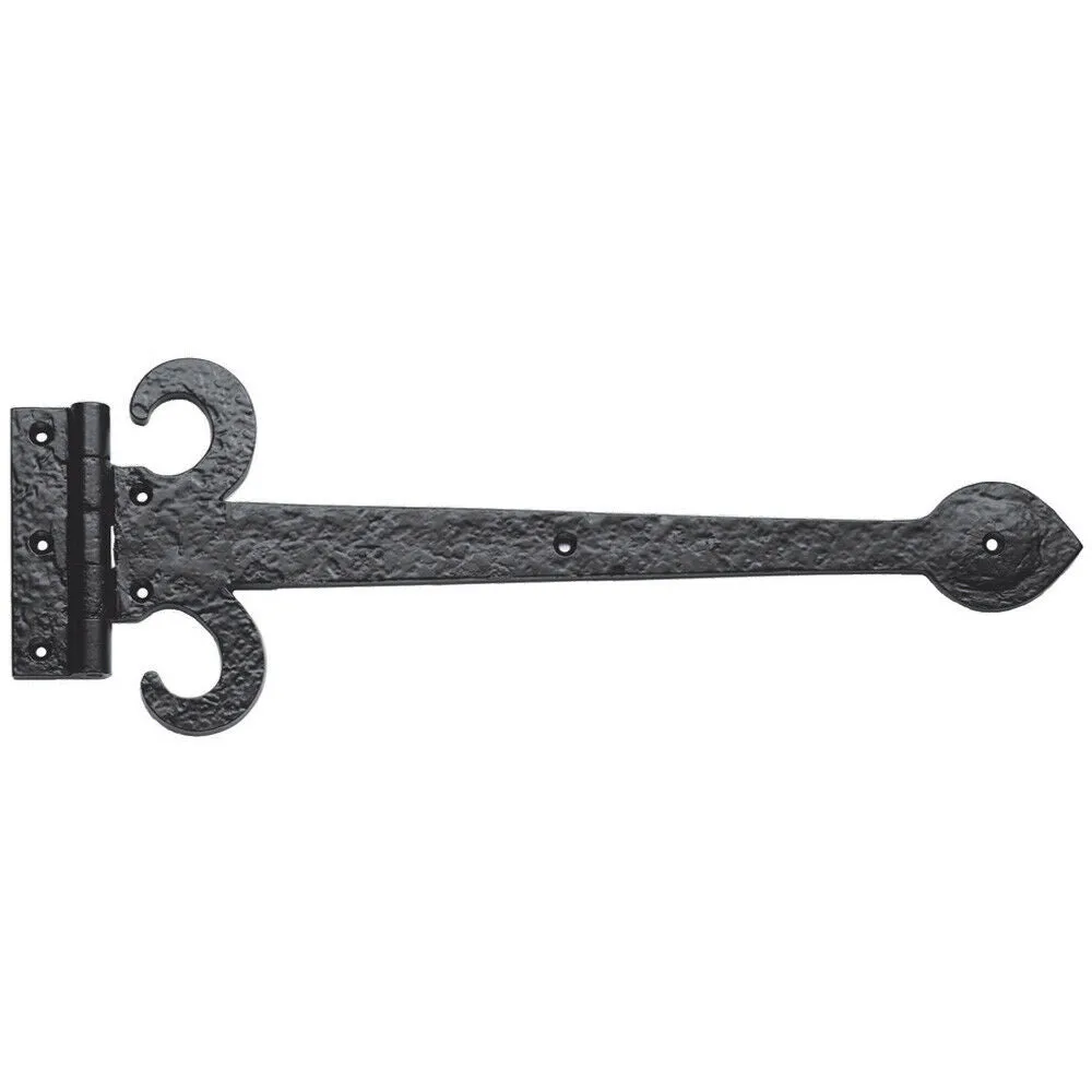PAIR 457mm Ornate Sword T Hinge Black Antique Internal Decorative Door Hinge