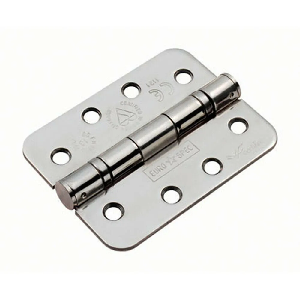PAIR 102 x 76 x 3mm Ball Bearing Hinge Rounded Stainless Steel Interior Door