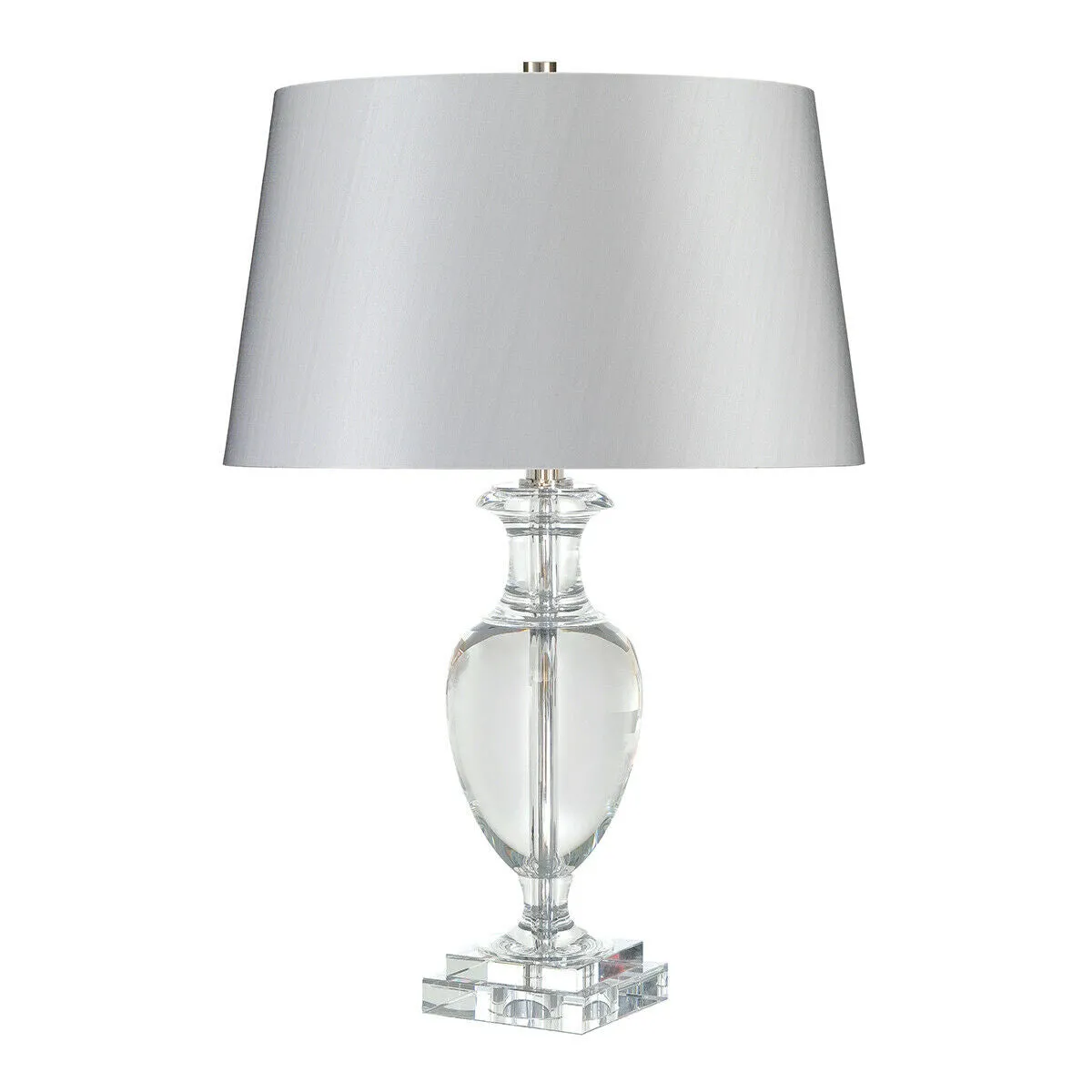Crystal Glass Table Lamp Silver Shade Polished Nickel Finial Clear LED E27 60W