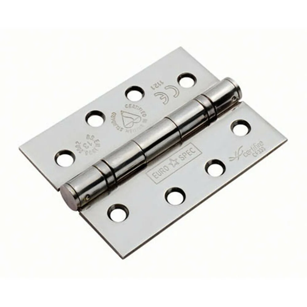 3 PACK 102 x 76mm Ball Bearing Hinge Bright Stainless Steel Interior Door