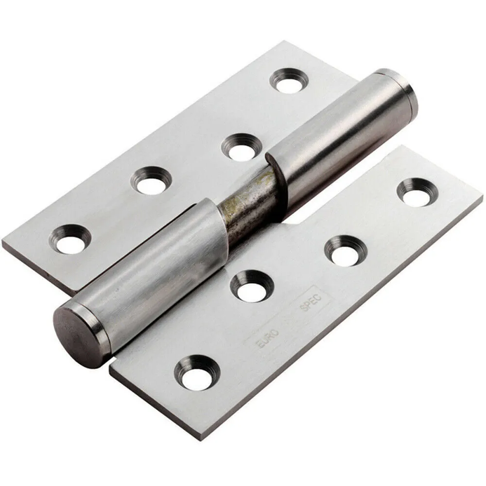 PAIR 102 x 76 x 3mm Left Handed Rising Butt Hinge Satin Stainless Steel
