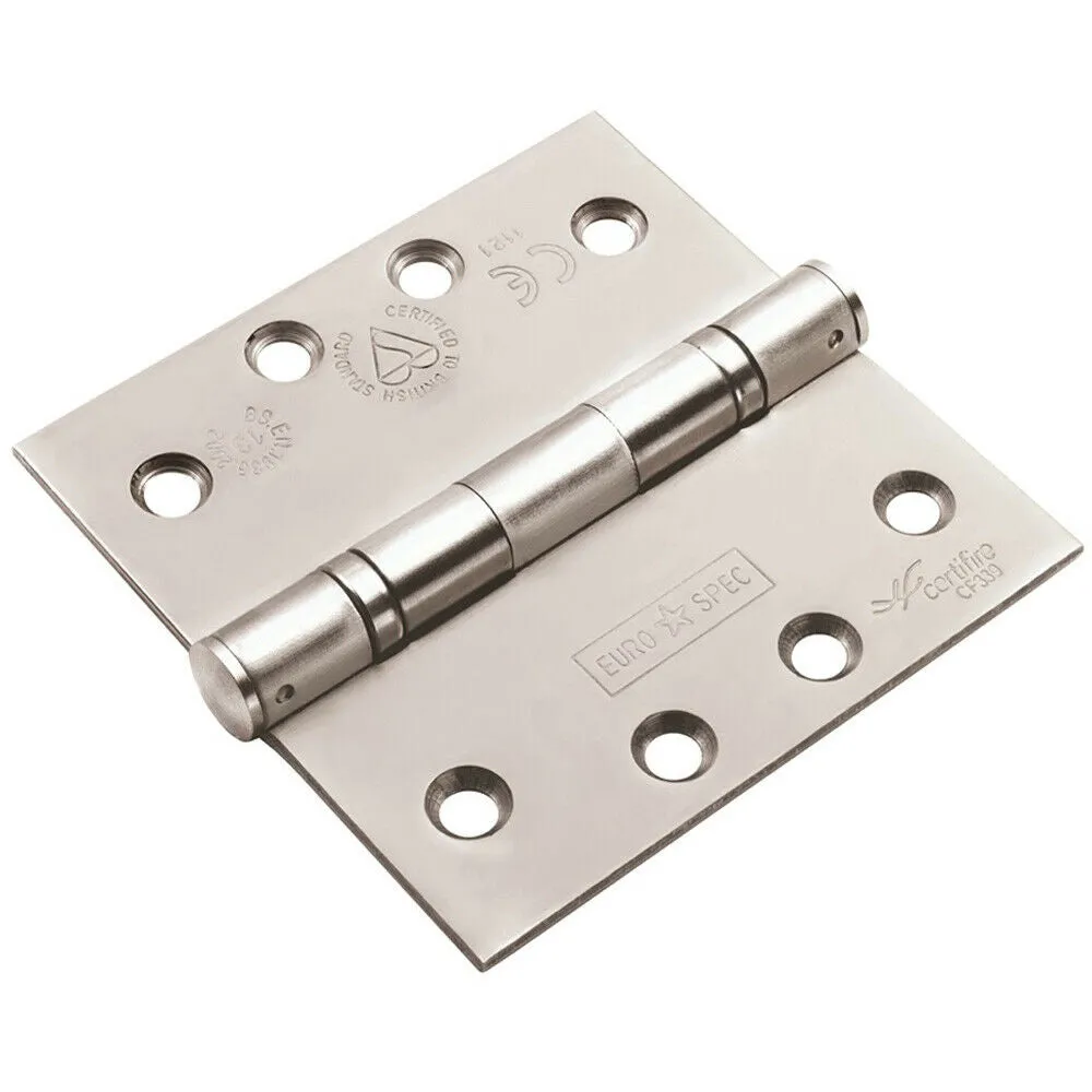 PAIR 102 x 102 x 3mm Ball Bearing Hinge Bright Stainless Steel Interior Door