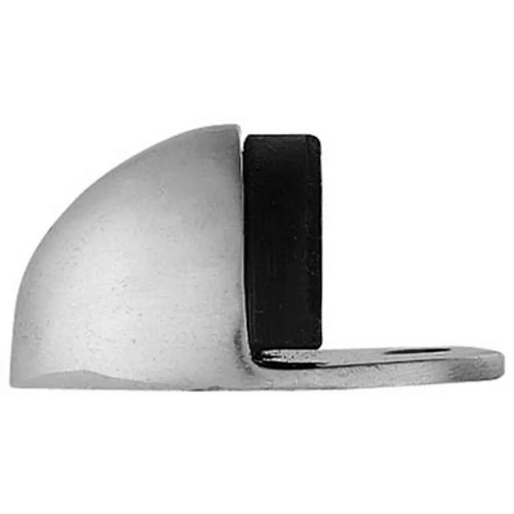 Floor mounted Oval Doorstop 44 x 22mm Satin Chrome Half Moon Stopper