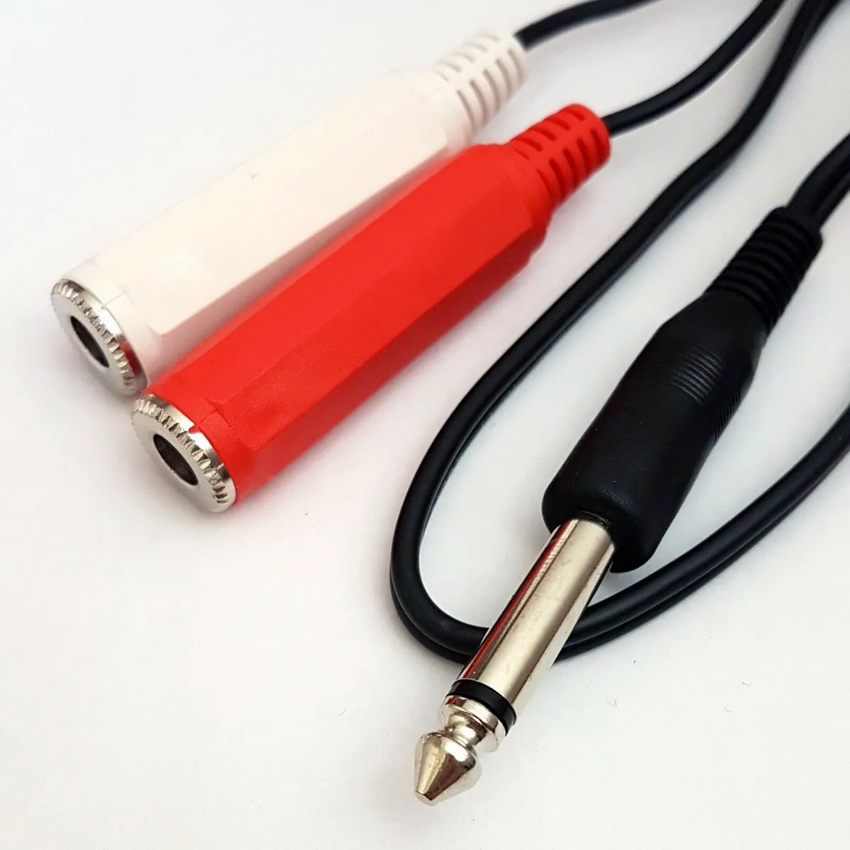 0.5m 6.35mm Mono Male Jack to 2x Ã‚Â¼" Female Cable Twin Microphone Splitter Lead