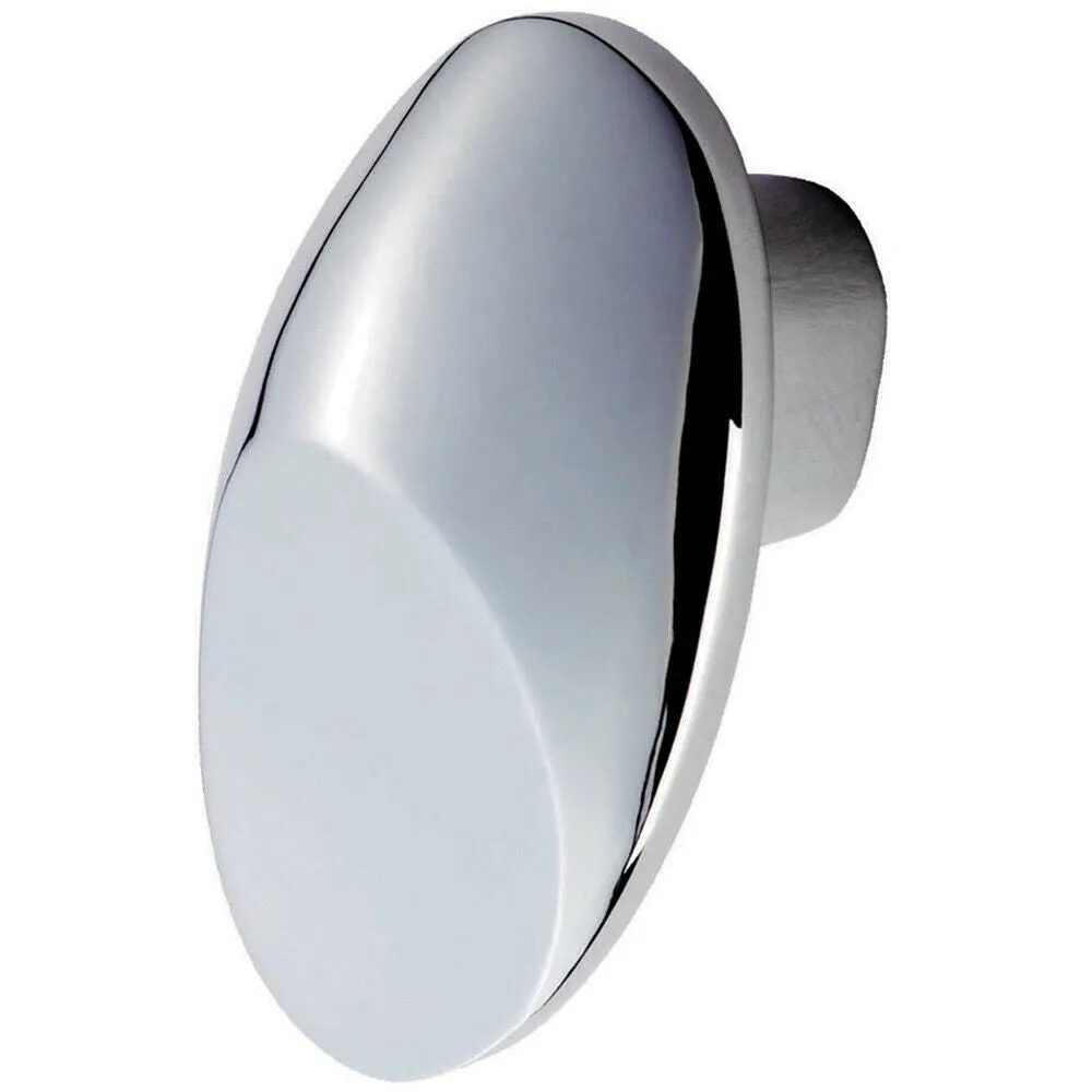 Oval Crescent Cupboard Door Knob 34mm Diameter Polished Chrome Cabinet Handle