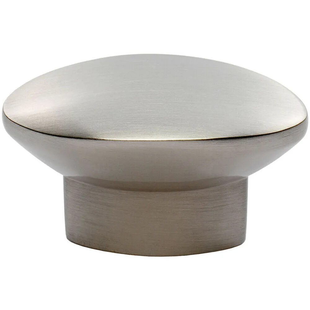 Oval Cupboard Door Knob 41 x 20mm 24mm Proj Satin Nickel Cabinet Handle