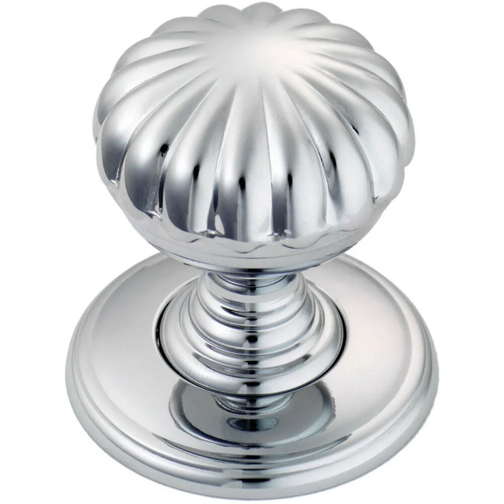 Flower Design Textured Cupboard Door Knob 31mm Diameter Polished Chrome