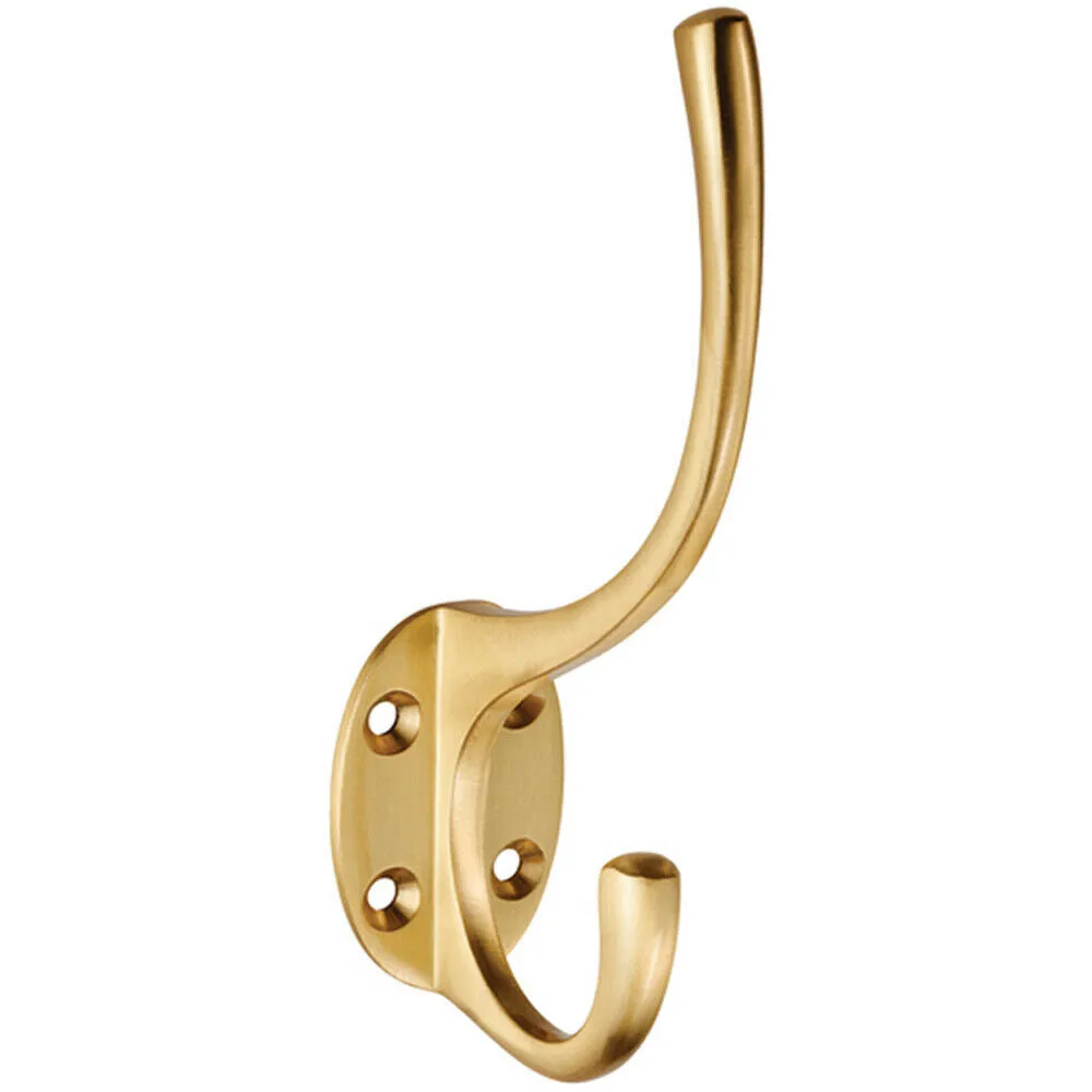 Victorian Hat & Coat Hook on Oval Backplate 64mm Projection Satin Brass