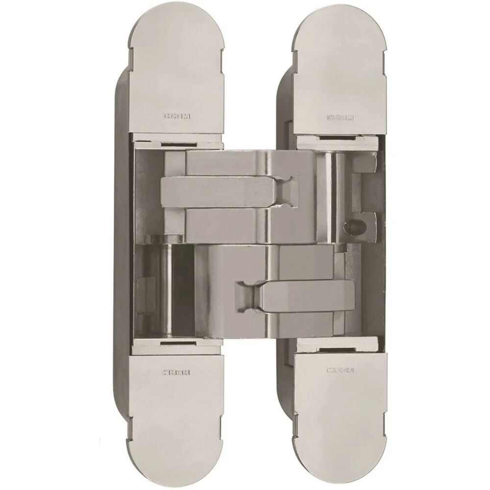 160 x 32mm Concealed Heavy Duty Hinge Fits Unrebated Doors Polished Nickel