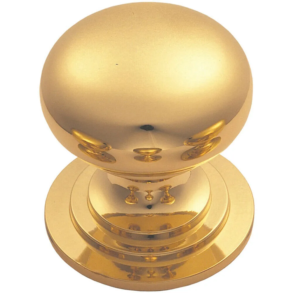 Victorian Round Cupboard Door Knob 32mm Dia Polished Brass Cabinet Handle