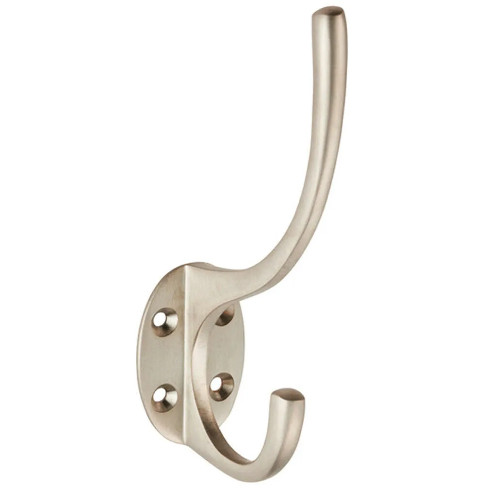 Victorian Hat & Coat Hook on Oval Backplate 64mm Projection Satin Nickel