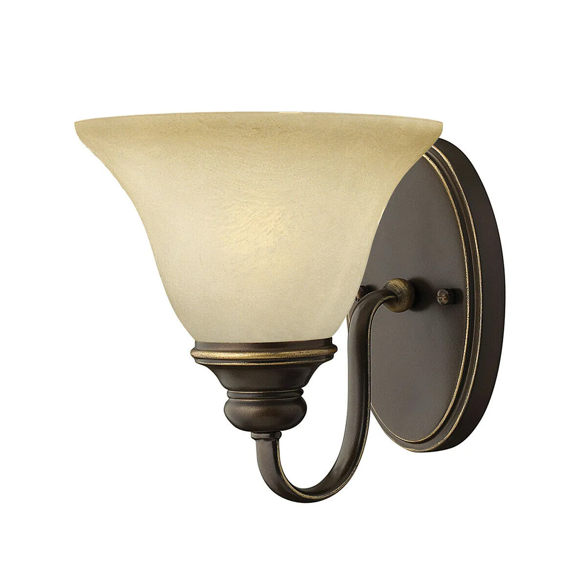 Wall Light Sconce Faux Alabaster Glass Uplighter Antique Bronze LED E27 60W