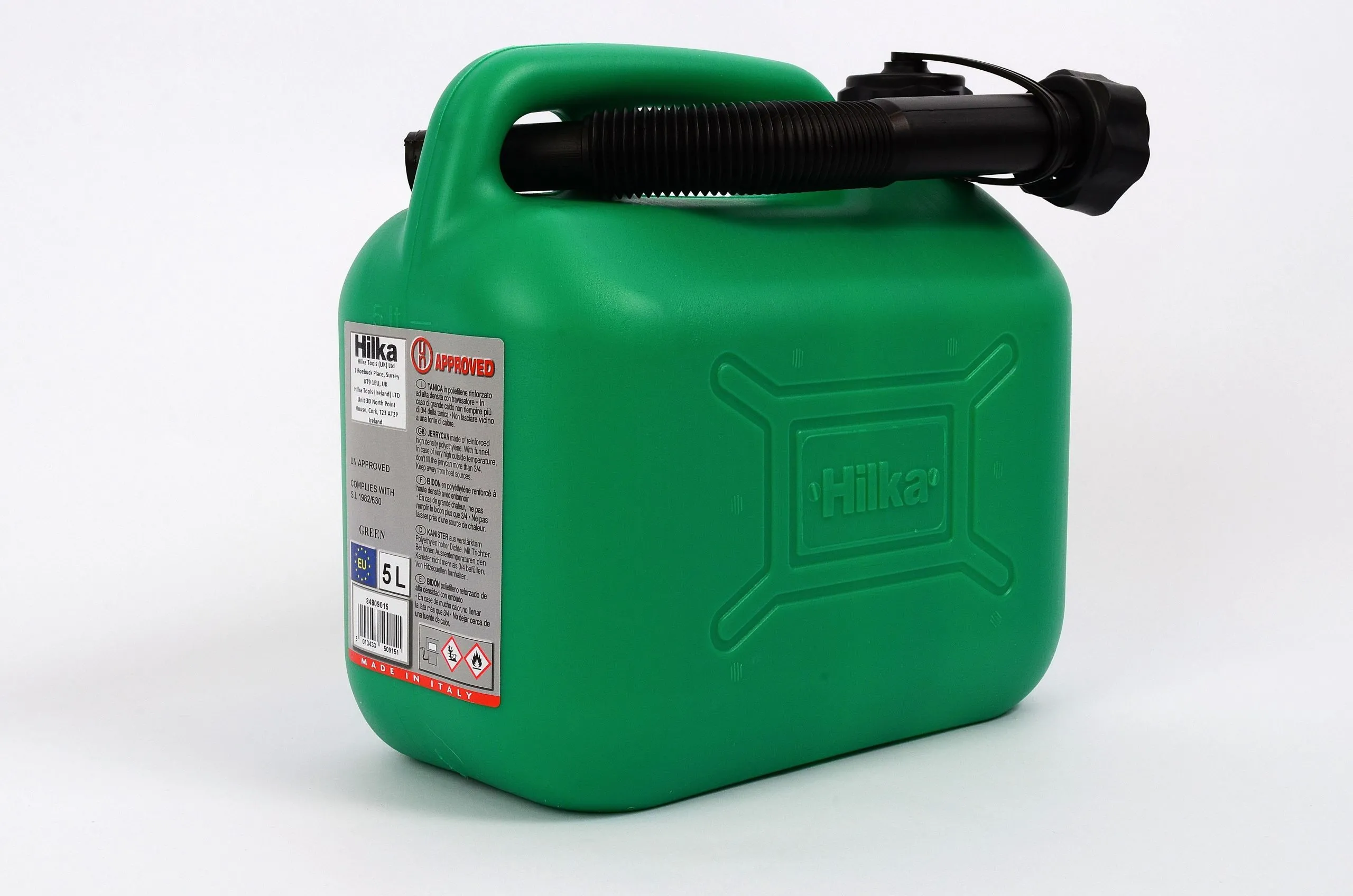 HILKA 5L Green Plastic Fuel Can