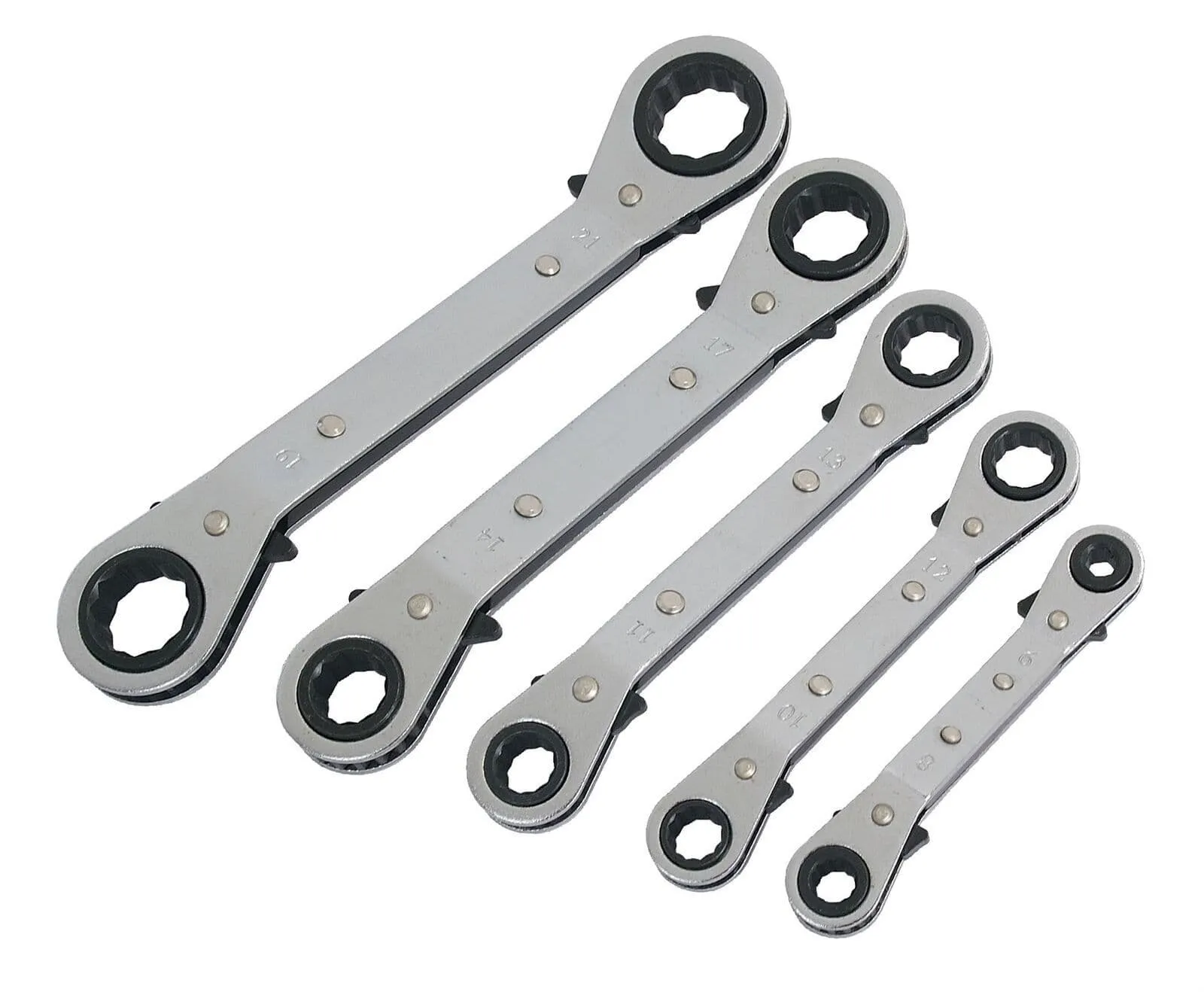 5Pc Offset Ratchet Ring Wrench Spanner Set Metric 6  21mm