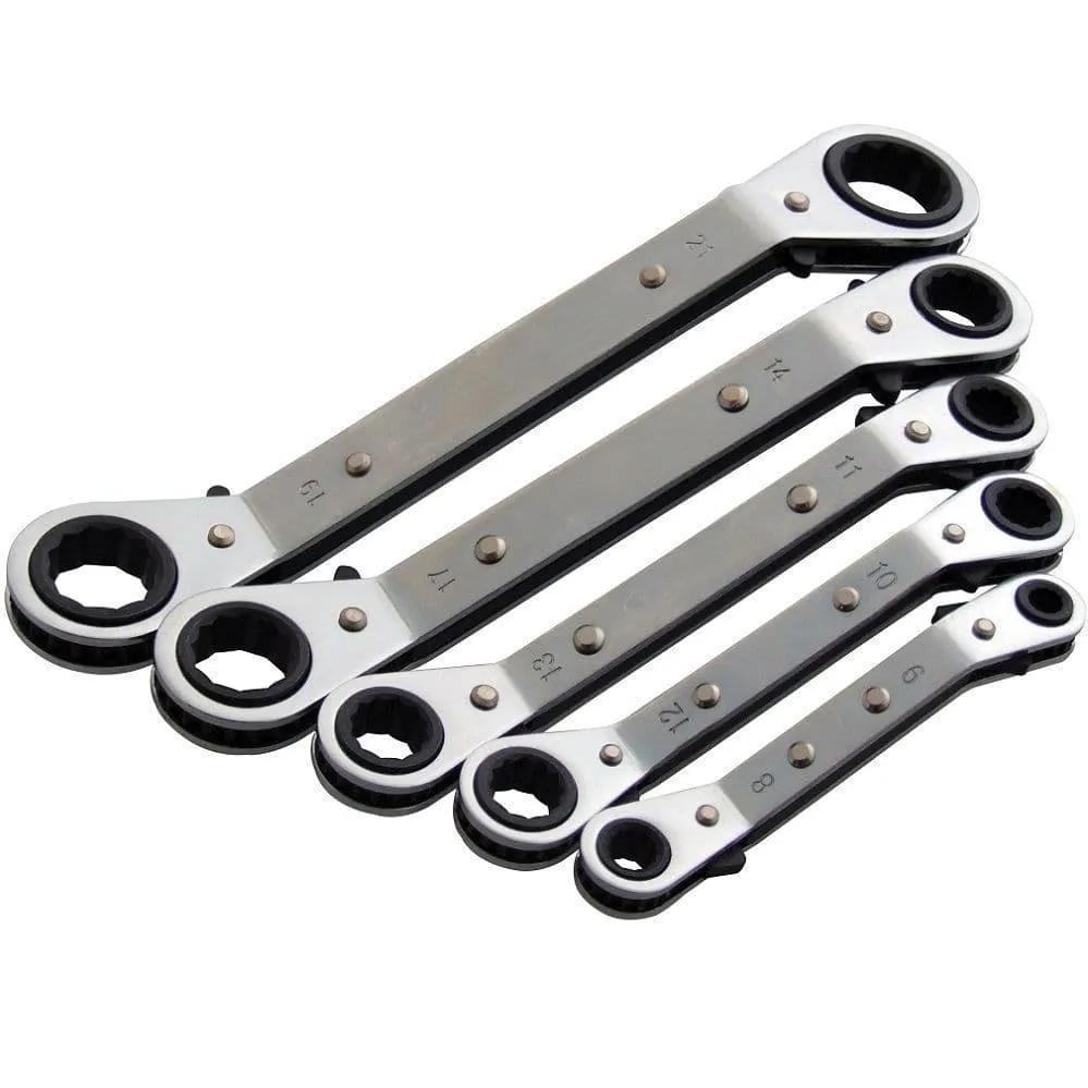 5Pc Offset Ratchet Ring Wrench Spanner Set Metric Hand Tools Diy