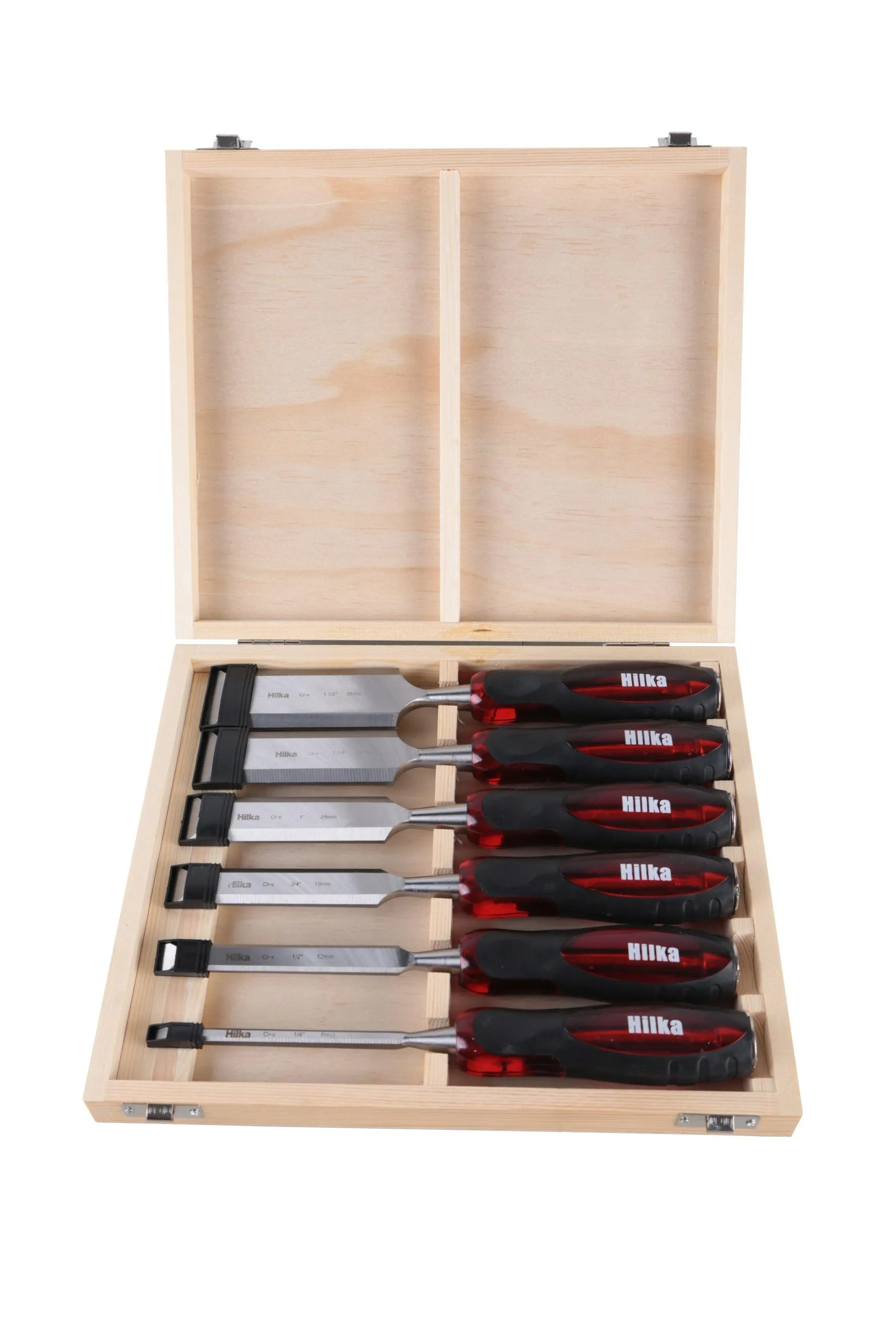 HILKA 6 pce Wood Chisel Set Clear Grip