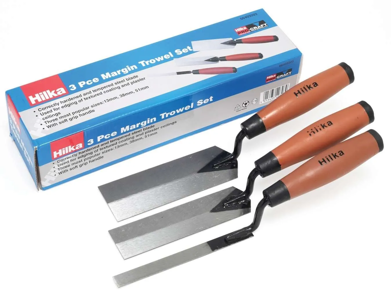 HILKA 3 pce Margin Soft Grip Trowel Set