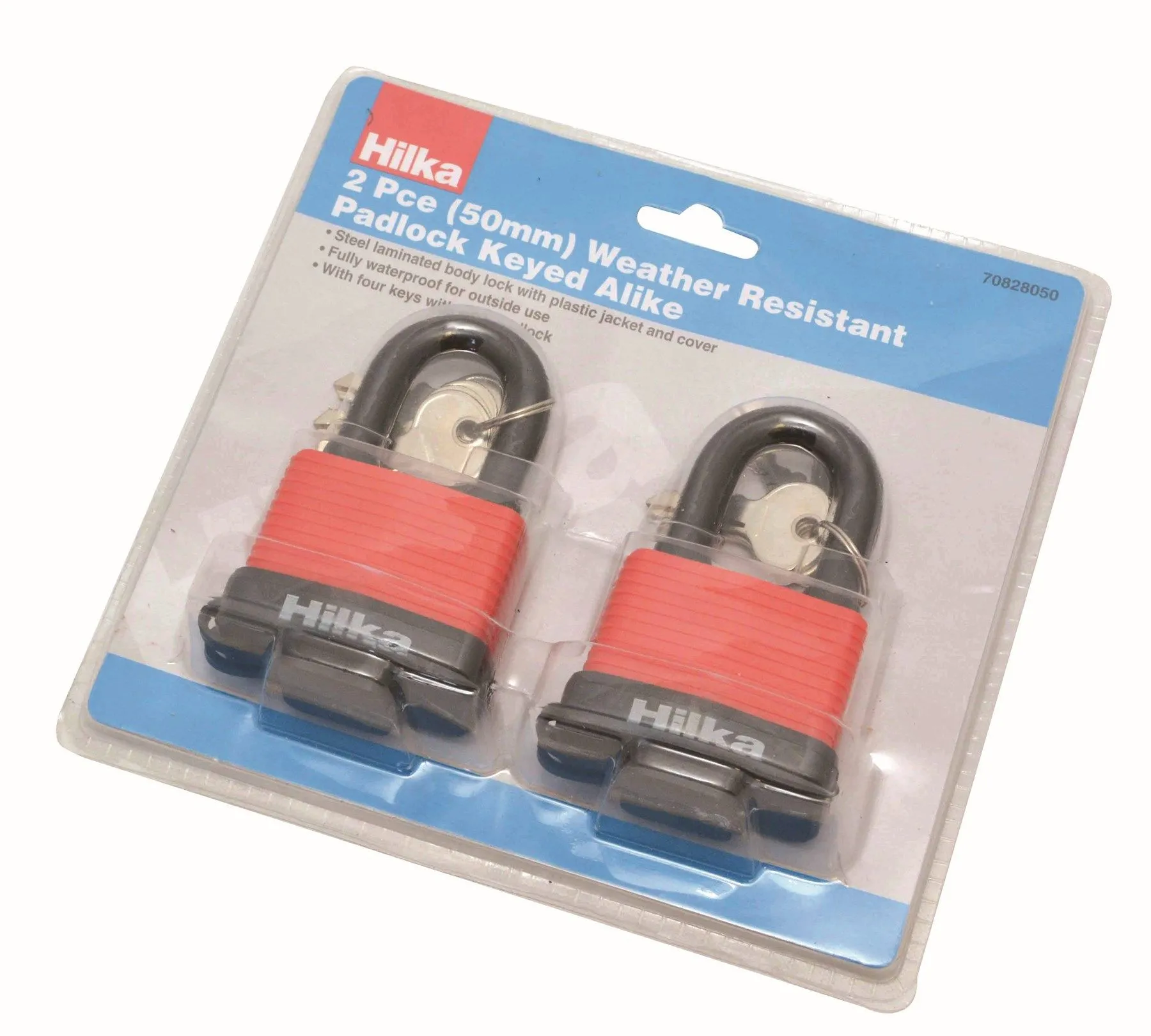 HILKA 50mm 2 pce Weather Resistant Padlock