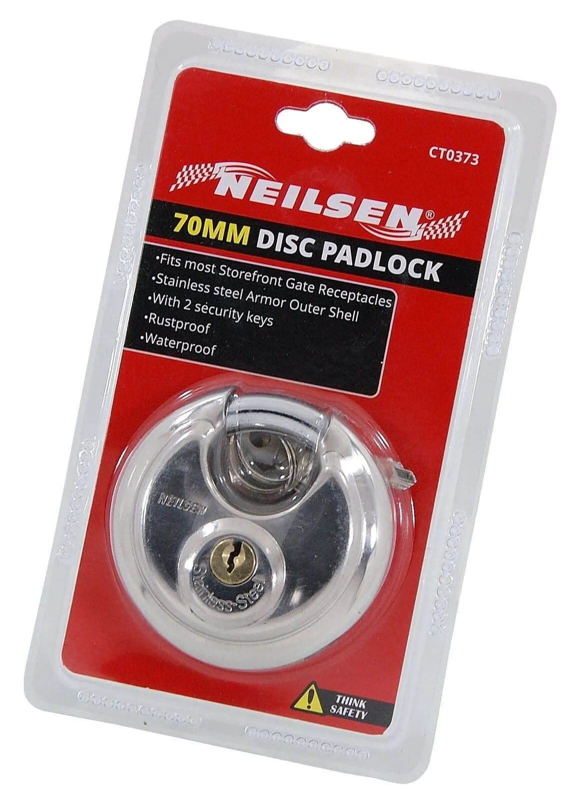 70mm Round Steel Disc Padlock Door Circular Discus Hardened Shackle Disc Lock