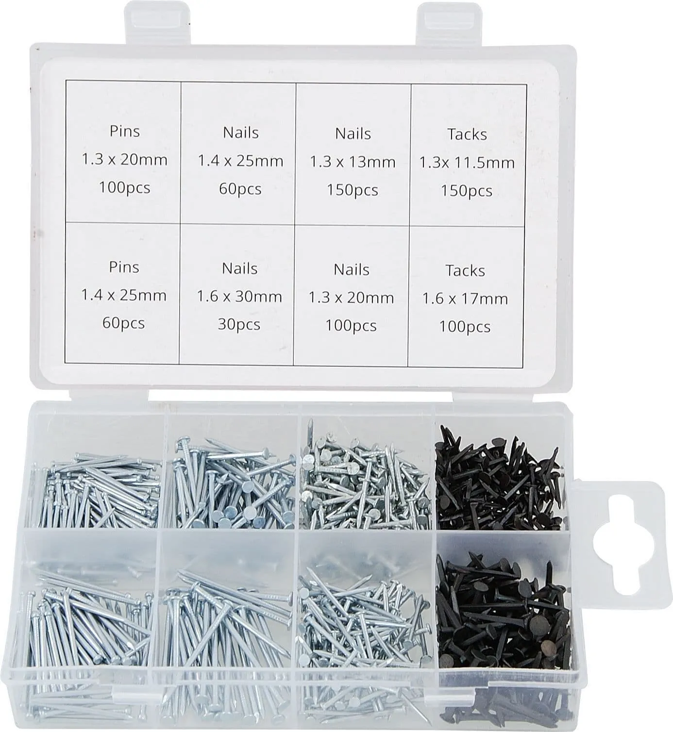 750Pc Assortment Box Of Nails And Tacks