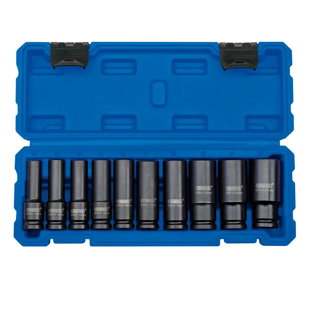 Draper 1/2" Square Drive Impact Socket Metric Deep Set of 10 Piece - 83096