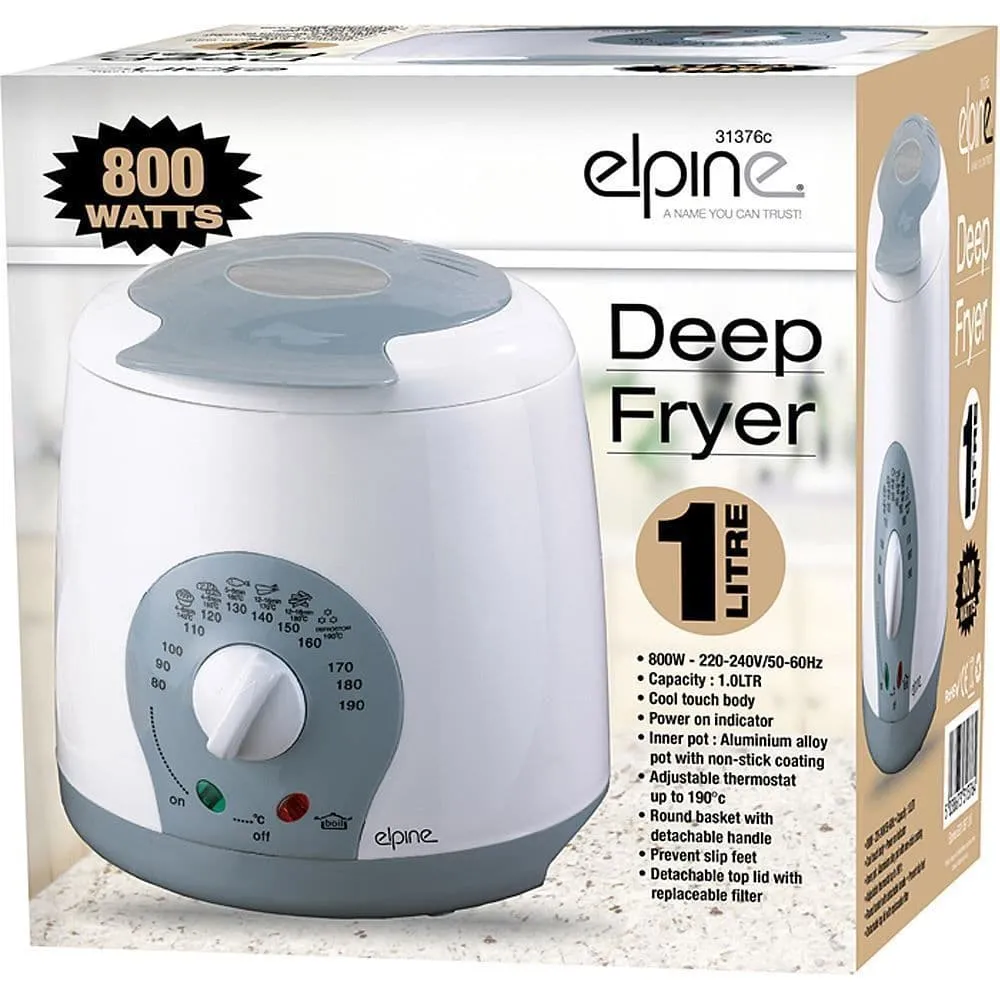 800W 1L Compact Kitchen Non Stick Electric Deep Fat Fryer Oil Lid Chip Fish