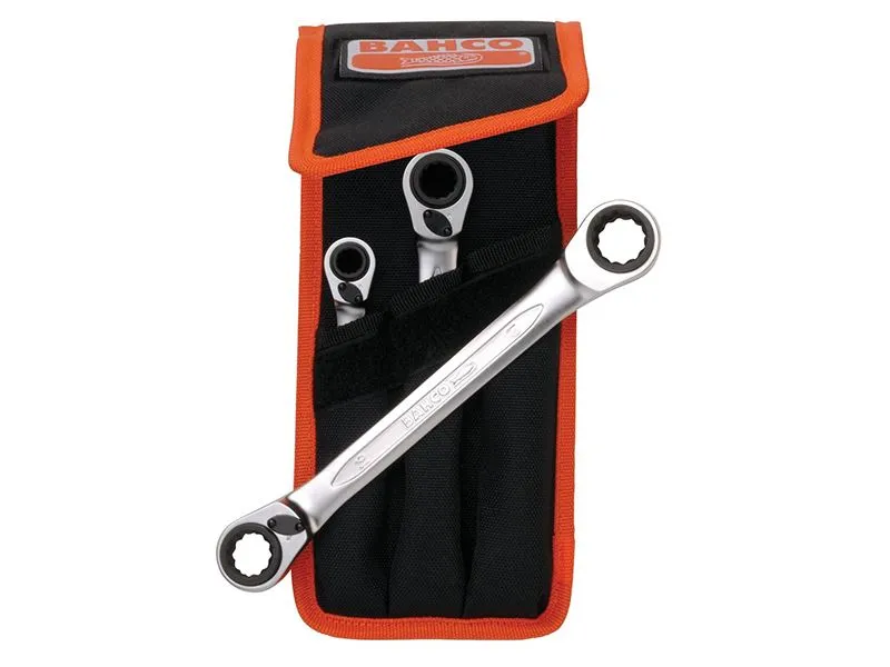 Bahco S4RM 3-Piece Reversible Ratchet Spanner Set