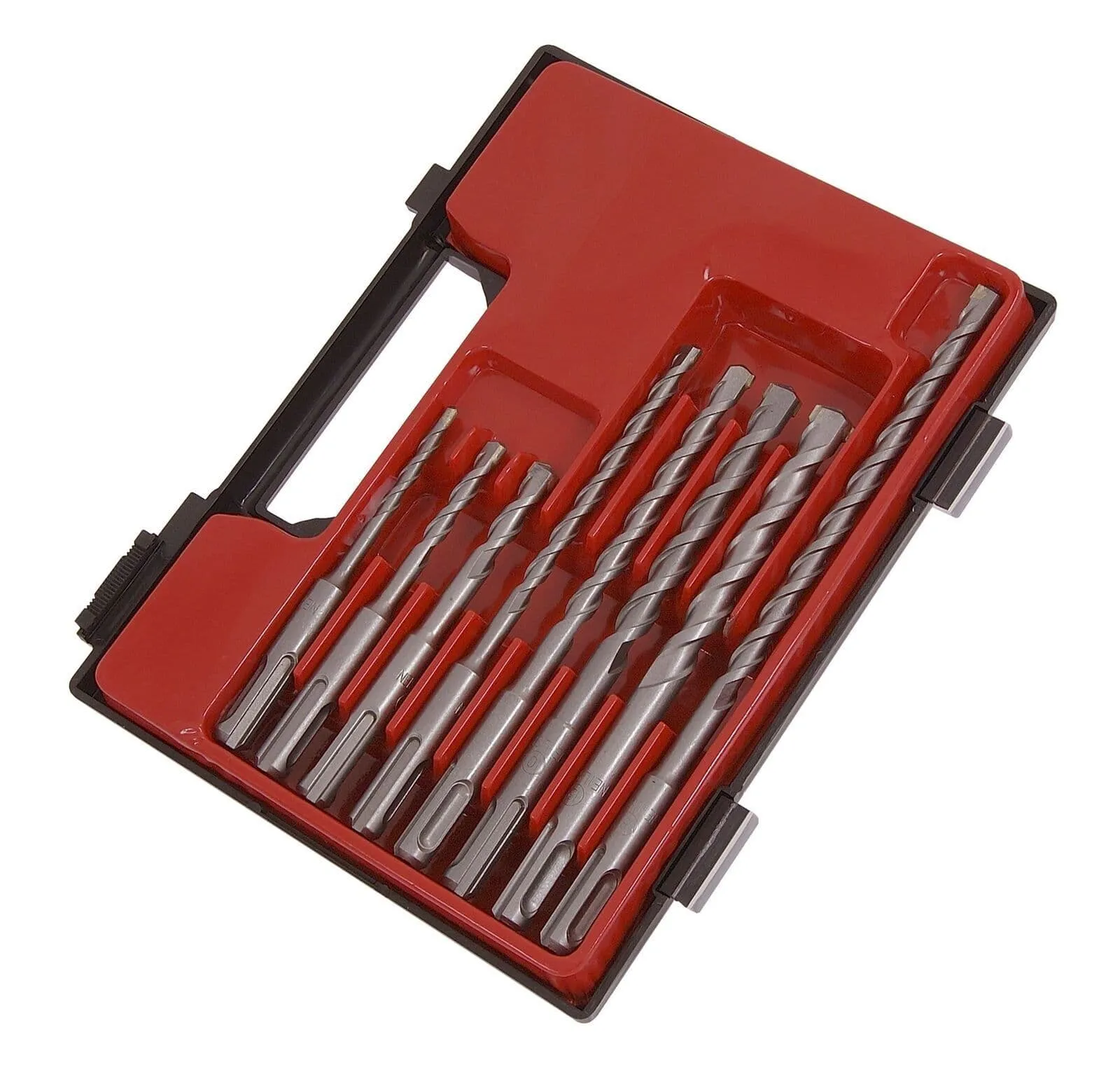 8Pc Sds+ Masonry Drill Bit Set Sizes 5-12mm And Plastic Storage Box
