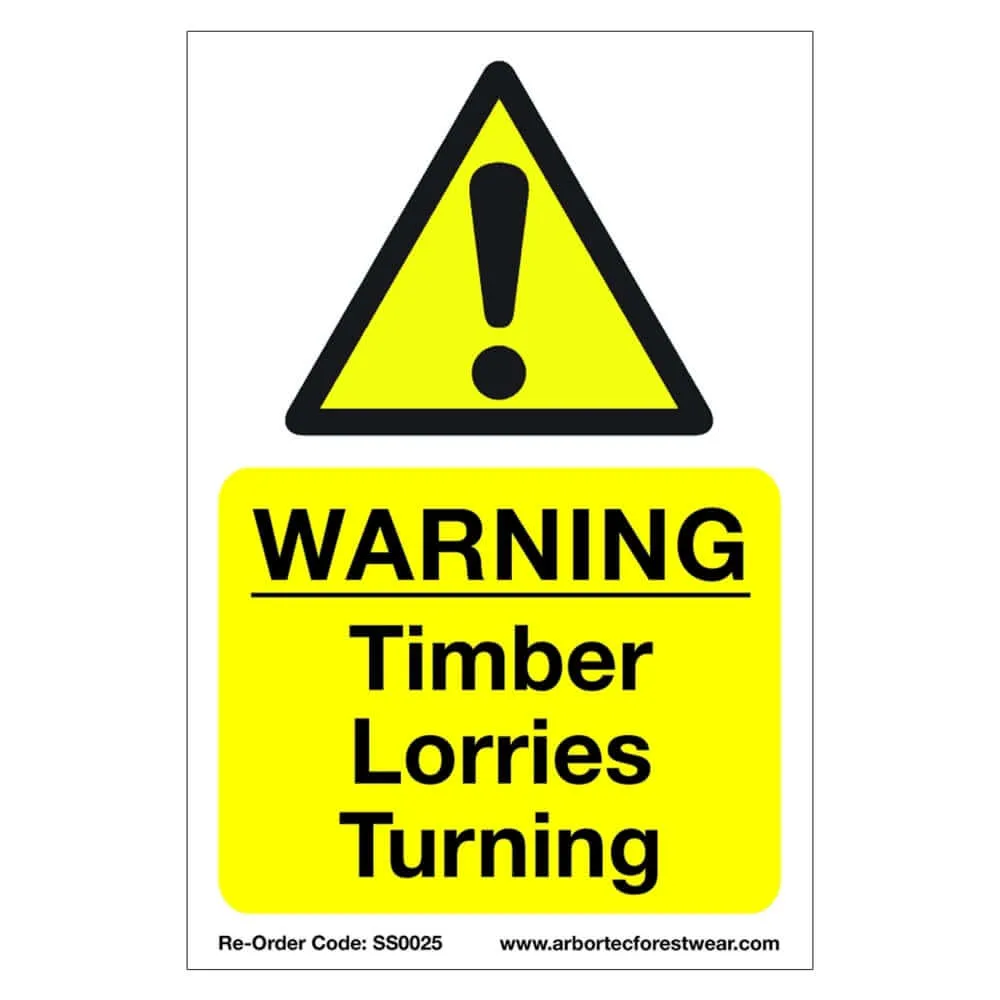 Correx Saftey Sign "WARNING Timber Lorries Turning"