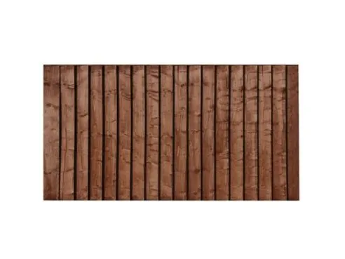 6' x 3' Feather Edge Close Board Fence Panel Dark Brown Treated