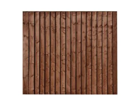 6' x 5' Feather Edge Close Board Fence Panel Dark Brown Treated