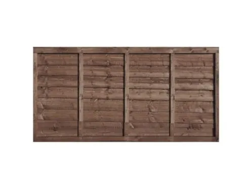 6' x 3' Waney Edge Fence Panel - Dark Brown Treated