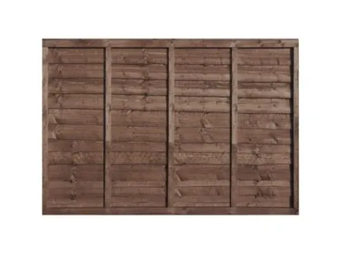 6' x 4' Waney Edge Fence Panel - Dark Brown Treated